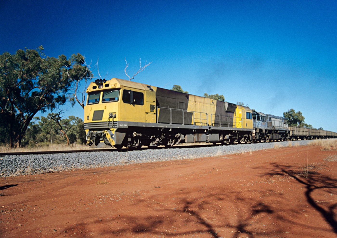 Freight train on a Western Australian rail corridor